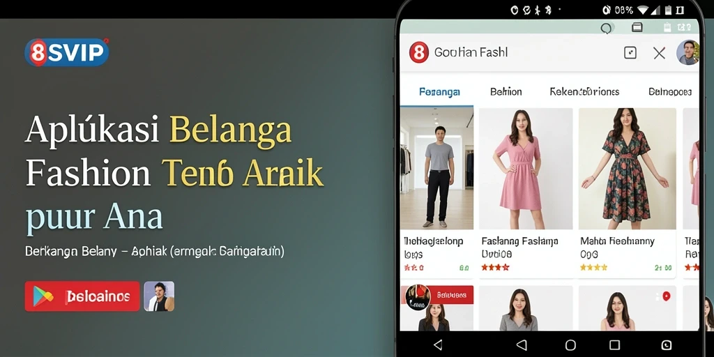 Antarmuka modern aplikasi 8SVIP untuk belanja fashion.