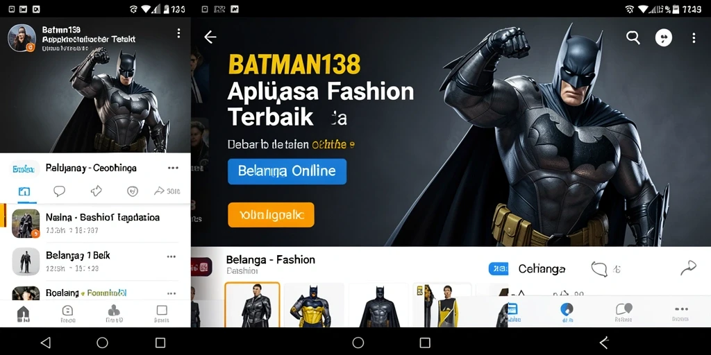 Tampilan antarmuka aplikasi BATMAN138 untuk belanja fashion yang modern.