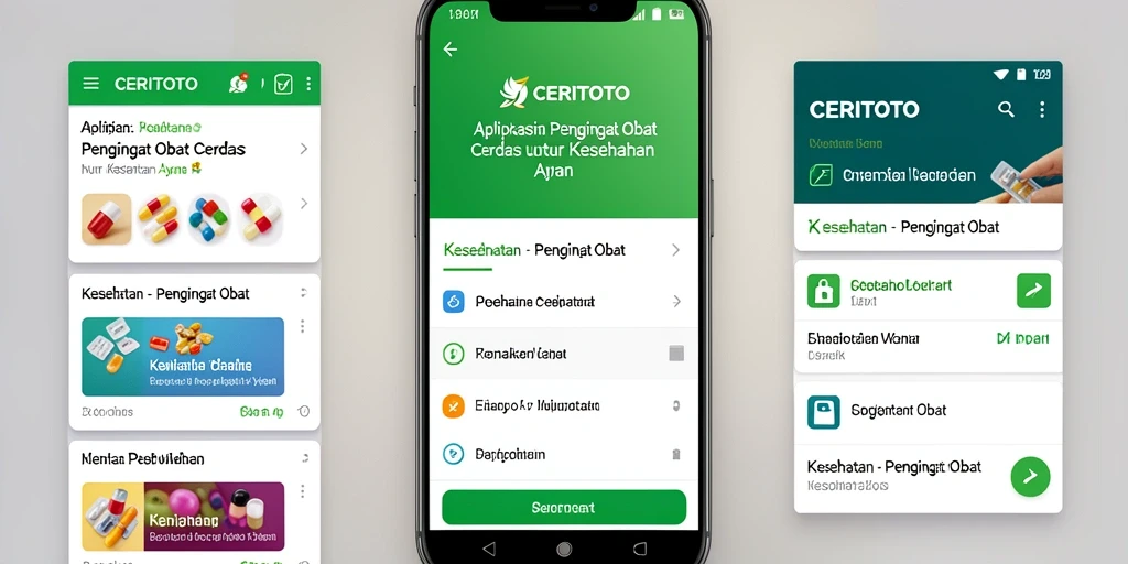 Antarmuka aplikasi CERITOTO untuk pengingat obat yang user-friendly.