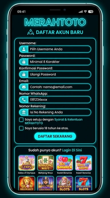 Cara Daftar Akun Baru Merahtoto untuk Android